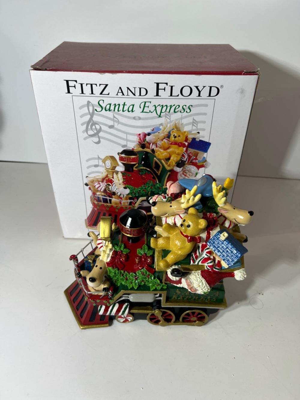 Fitz and Floyd Santa Express Train Figurine - Music Box Plays Toyland